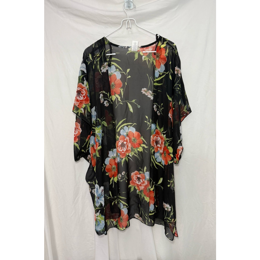 Women's Ambiance Floral Kimono Size S Black